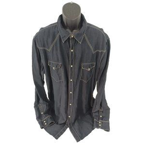 Ryan Michael Mens Silk Blend Western Shirt Long Sleeve Pearl Snap Button XXXL